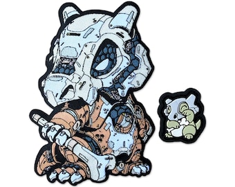 Mecha Bone Monster Patch and Neko ranger eye hook and loop morale patch