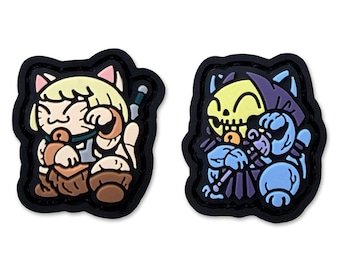 Man & Skeleton Master of Evil Neko ranger eye patch set, hook and loop morale patch