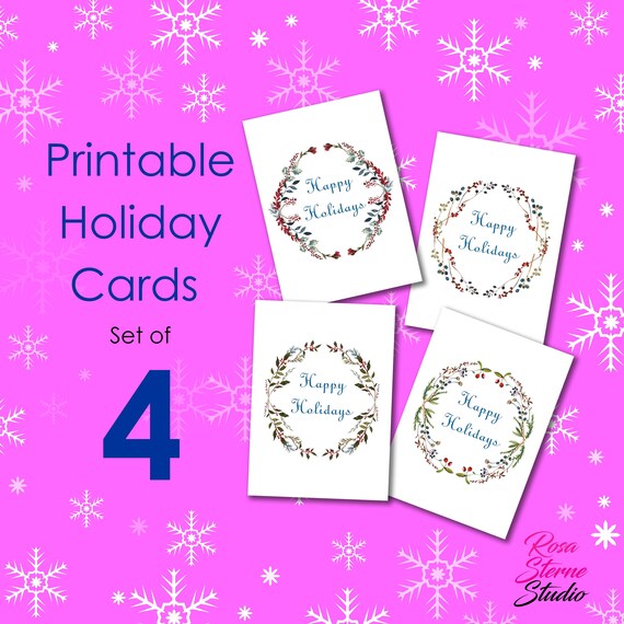 Printable Xmas playing cards Trip Playing cards Printable Delighted Holiday vacation Playing cards Watercolor Artwork Printable Card Watercolor floral Foliage Wreaths graphic about Printable Holiday Cards known as Printable Xmas playing cards Getaway Playing cards Printable Satisfied Getaway Playing cards Watercolor Artwork Printable Card Watercolor floral Foliage Wreaths