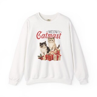 Moletom Feminino KIMSOONG Natal - Estampa Gatos Fofos, Meowy Xmas