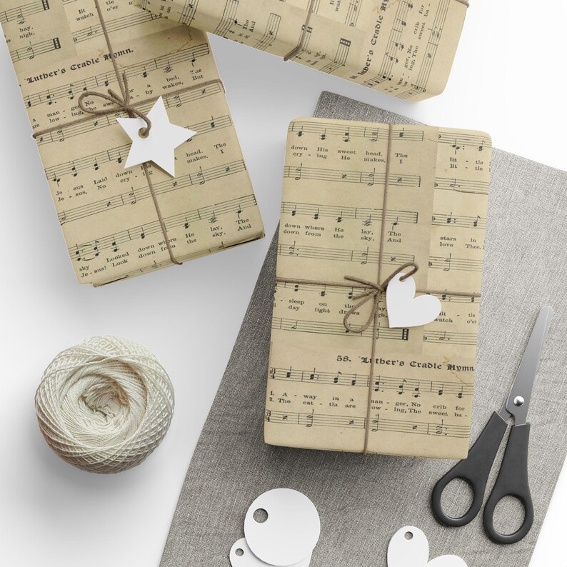 christmas sheet music wrapping paper away in a manger music wrap christian gift wrap matte gloss religious holiday large size decor image 5