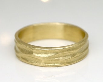 Alianza de boda para hombre - banda texturizada orgánica - anillo de boda unisex - alianza de boda única - anillo rústico - banda texturizada de 5 mm - anillo para el pulgar