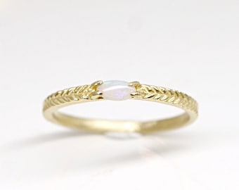 Opal Engagement Ring 14k solid gold-Natural Opal Ring Gold-Opal Wedding Ring-October Birthstone Ring Gold-October Birthstone Jewelry Gold