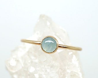 Dainty Aquamarine Ring in 14K Gold Filled-milky aquamarine ring-aquamarine solitaire ring-bridesmaid gift-bridal jewelry