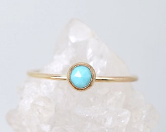 Turquoise Ring in 14K Yellow Gold Filled-Natural turquoise ring-December birthstone ring-Dainty turquoise ring-Gemstone stacker ring