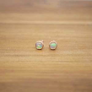 Opal Earrings 14k Gold filled-Genuine Opal Earrings-Natural Opal Earrings Gold-14k Gold Simple opal earrings-October Birthstone Earrings