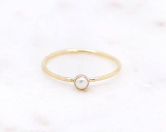 Genuine Pearl Ring in 14k gold filled-Pearl engagement ring-June birthstone ring-Tiny pearl ring-Bridesmaid gift-Anniversary gift