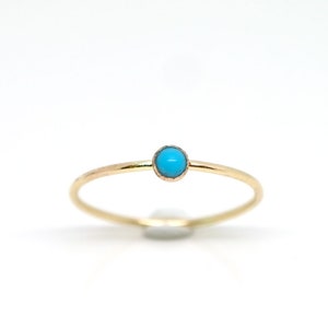 Tiny Turquoise Ring in 14K Yellow Gold Filled-Natural turquoise ring-December birthstone ring-Dainty turquoise ring-Gemstone stacker ring image 2