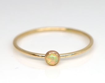 Genuine opal ring in 14k gold filled-October birthstone ring-Ethiopian opal ring-Dainty opal ring-Anniversary gift-Gemstone stacking ring