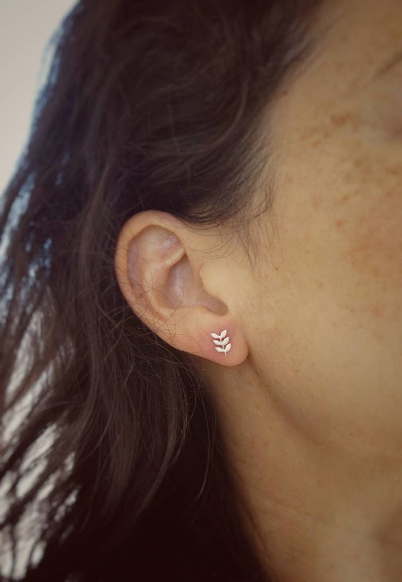 Leaf Stud Earrings Silverdainty stud earringstiny leaf Etsy