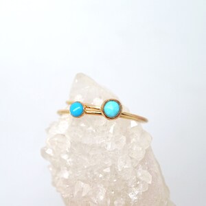 Tiny Turquoise Ring in 14K Yellow Gold Filled-Natural turquoise ring-December birthstone ring-Dainty turquoise ring-Gemstone stacker ring image 5