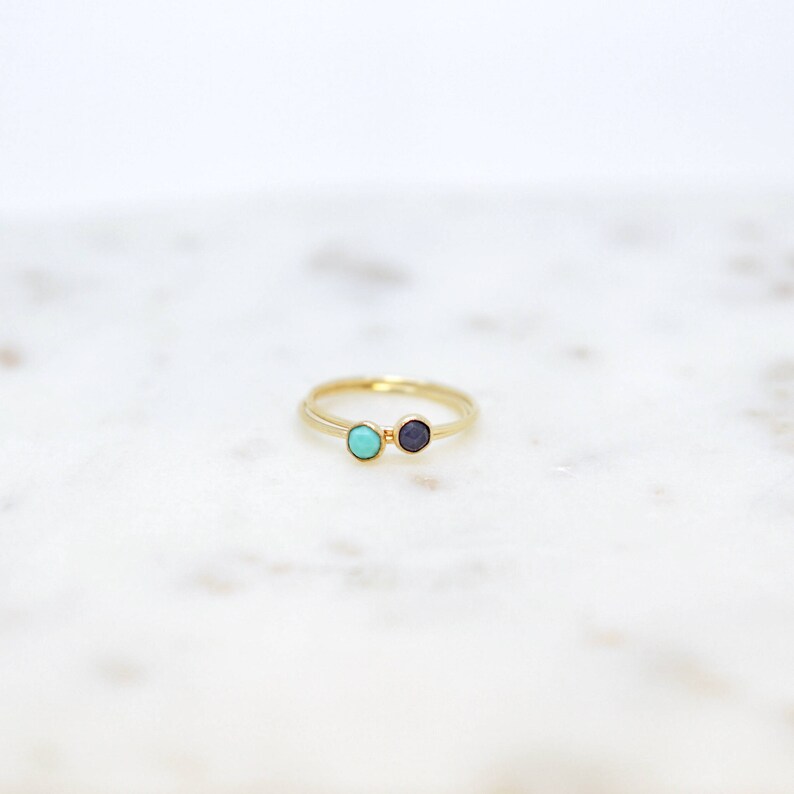 Turquoise Ring in 14K Yellow Gold Filled-Natural turquoise ring-December birthstone ring-Dainty turquoise ring-Gemstone stacker ring image 6