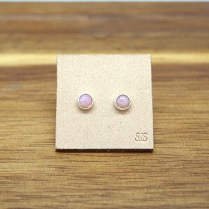 Natural Pink Opal Earrings silver-Simple Pink Opal Earrings-Sterling Silver Pink Opal Studs-Simple Stud Earrings-Minimalist Silver Earrings