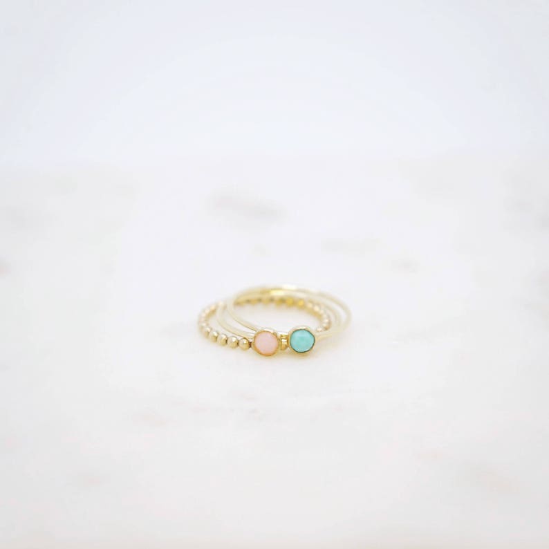 Turquoise Ring in 14K Yellow Gold Filled-Natural turquoise ring-December birthstone ring-Dainty turquoise ring-Gemstone stacker ring image 7