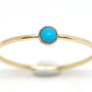 Tiny Turquoise Ring in 14K Yellow Gold Filled-Natural turquoise ring-December birthstone ring-Dainty turquoise ring-Gemstone stacker ring image 3