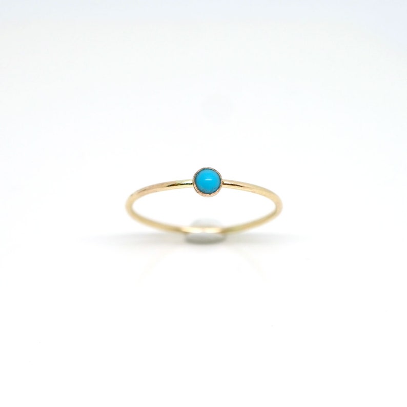 Tiny Turquoise Ring in 14K Yellow Gold Filled-Natural turquoise ring-December birthstone ring-Dainty turquoise ring-Gemstone stacker ring image 2