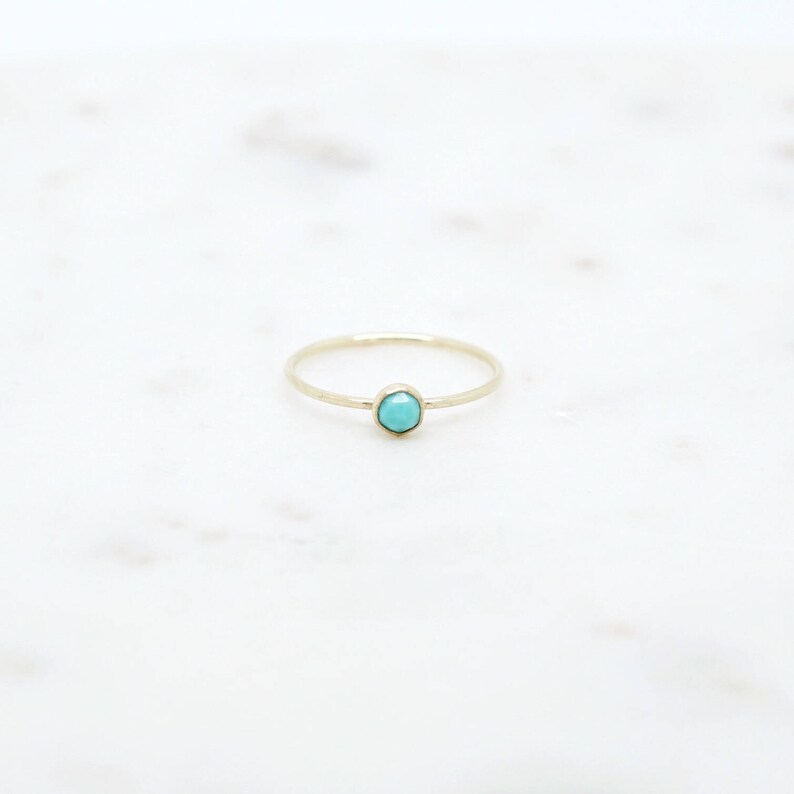 Turquoise Ring in 14K Yellow Gold Filled-Natural turquoise ring-December birthstone ring-Dainty turquoise ring-Gemstone stacker ring image 2