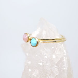 Turquoise Ring in 14K Yellow Gold Filled-Natural turquoise ring-December birthstone ring-Dainty turquoise ring-Gemstone stacker ring image 4