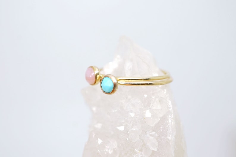 Turquoise Ring in 14K Yellow Gold Filled-Natural turquoise ring-December birthstone ring-Dainty turquoise ring-Gemstone stacker ring image 4