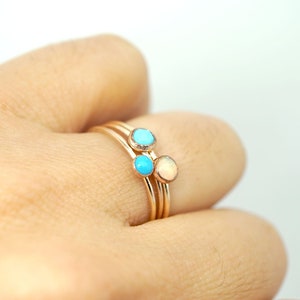 Tiny Turquoise Ring in 14K Yellow Gold Filled-Natural turquoise ring-December birthstone ring-Dainty turquoise ring-Gemstone stacker ring image 7