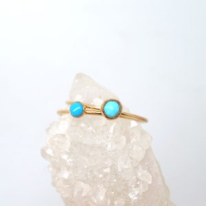 Turquoise Ring in 14K Yellow Gold Filled-Natural turquoise ring-December birthstone ring-Dainty turquoise ring-Gemstone stacker ring image 5