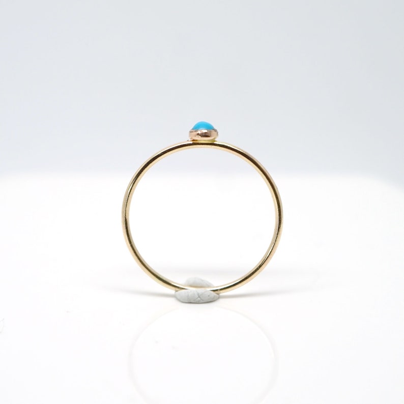 Tiny Turquoise Ring in 14K Yellow Gold Filled-Natural turquoise ring-December birthstone ring-Dainty turquoise ring-Gemstone stacker ring image 4