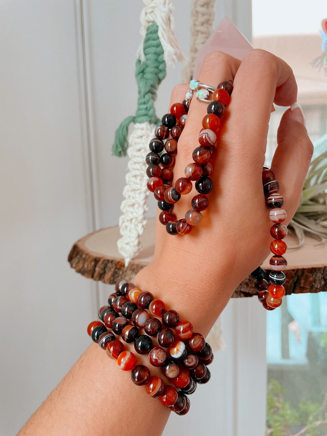 Beautiful Polished Silk Banded Agate Crystal Bracelets 8MM | Etsy