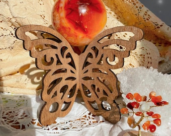 Butterfly Houten Bol Stand | Crystal Sphere Standaard | Vlinder stand