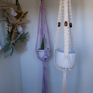Lavender Macrame Plant Hanger with Live Air Plant Holder | Unique Plant Hanger | Disco Plant Hanger