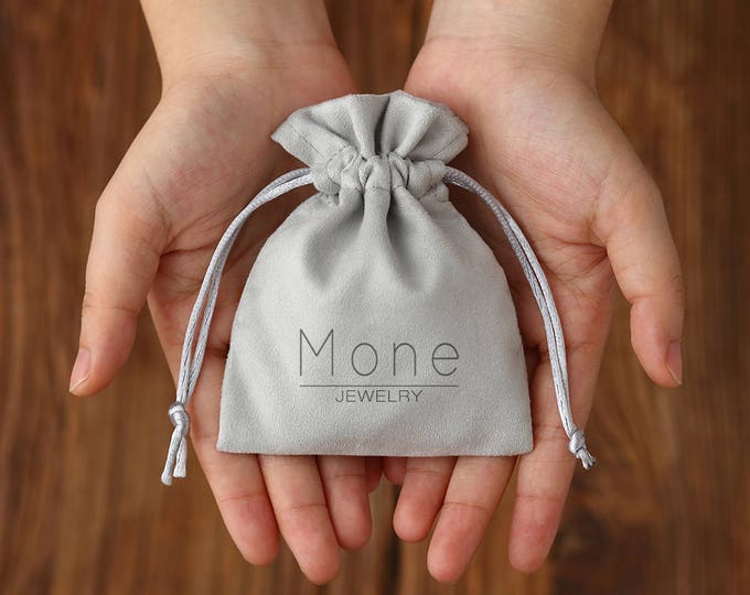 50 jewelry bags custom drawstring bags jewellery packaging small drawstring pouch personalized with your logo premium Cotton Flannel grey