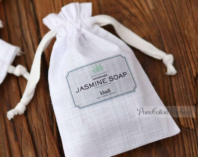 50 Personalized logo pure cotton muslin Bags breathable bags thin Gift Bag shoes dust Drawstring Pouch soap and candle package Pandasew