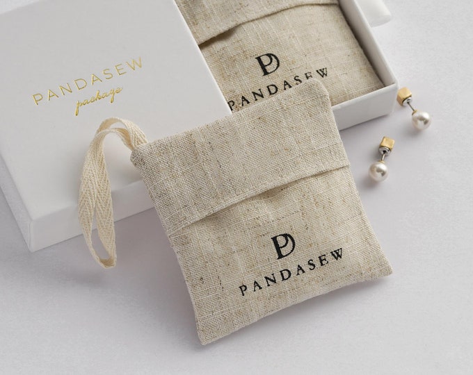 50 Personalized Linen Bags natural breathable Bags Custom Logo Printed jewelry package Bags jewelry sachet bags supply eco-friendly