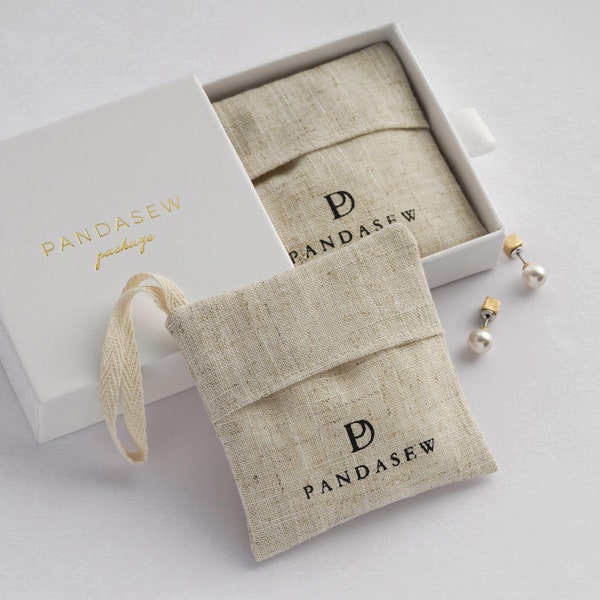 50pcs Personalized Linen Bags: Custom Logo Sachet, gift, Jewelry Packaging