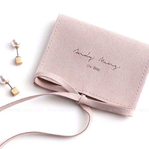 50pcs Dark pink personalized jewelry packaging pouch custom logo envelope bag chic small envelope pouch mircrofiber jewelry pouch bags