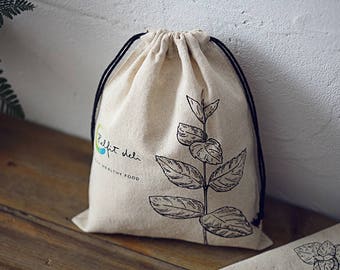 50 Personalized Cotton Linen Bags Drawstring Fabric Bags Custom logo Printed Gift Bags Jewelry packaging Pouches bag