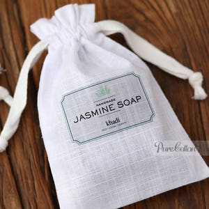50 sacs avec logo personnalisé en mousseline de pur coton, sacs respirants minces, sac cadeau pour chaussures, poussière, pochette à cordon, paquet de savon et de bougies Pandasew