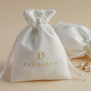 100 custom deboss logo print drawstring bags custom jewelry packaging bags pouches skincare favor bags velvet earring package pouch white