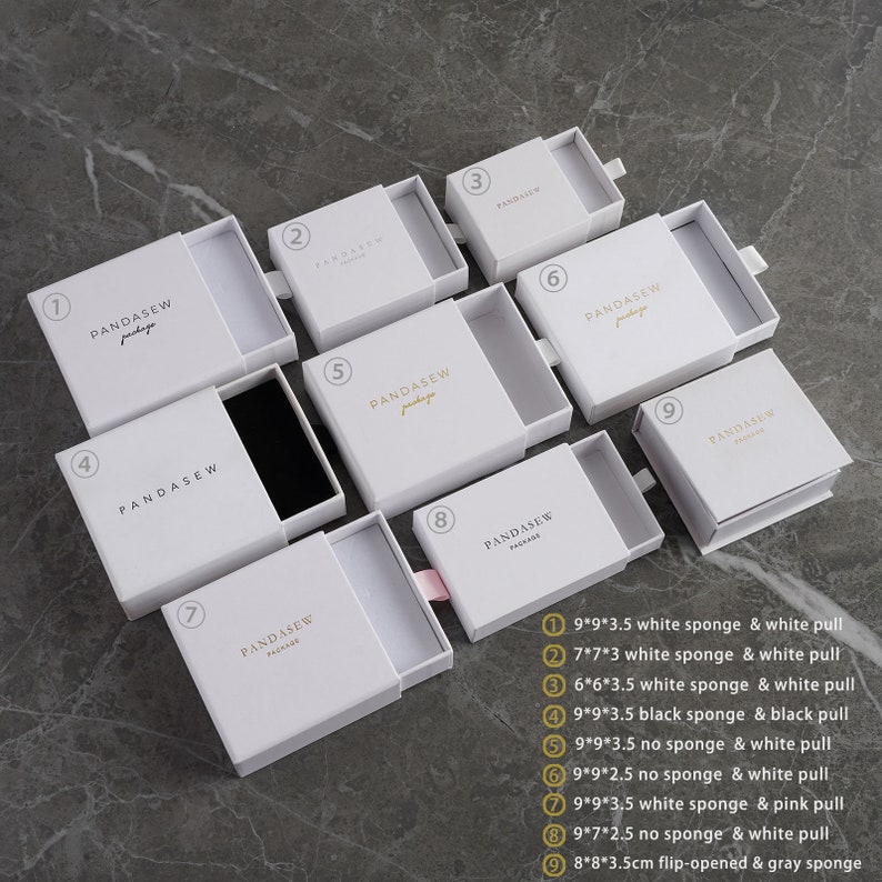 50pcs White Paper box custom jewelry box personalized logo packaging box necklace earrings package bulk drawer cardboard box Pink pull 9*9*2.5 cm