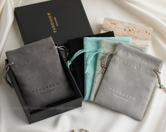 100pcs custom Suede bags logo print custom Jewellery package bag Jewelry bags velvet  pouch dust bags shoe package wholesale