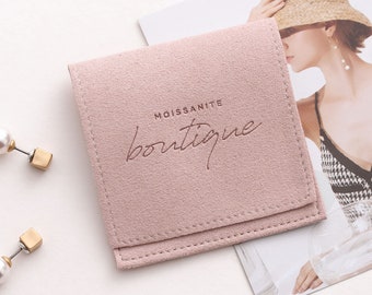 50 Personalized Microfiber Jewelry Pouches: Custom Logo Earrings, Necklace, Brooch Bag