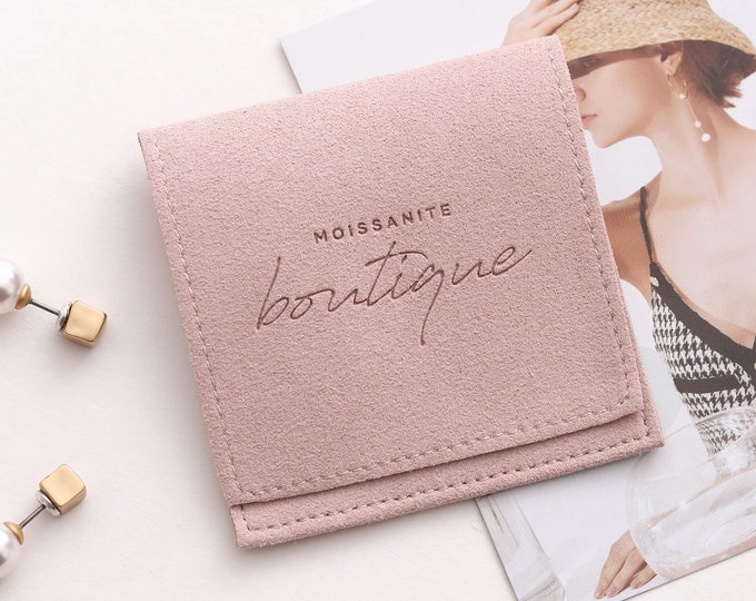 50pcs mini personalized jewelry packaging pouch custom logo earrings bag chic small necklace pouch microfiber Brooch pouch bag