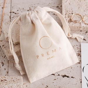 50 sac à bijoux sac en coton avec cordon de serrage personnalisé pochette à bijoux LOGO personnalisé nom savon bougie Sachet cosmétique emballage cadeau sacs présents image 1