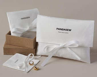 100pcs white cotton pouch Flap Bag, custom clothes dust bag with your Logo printed, bespoke gift favor bag manufacturers, any size