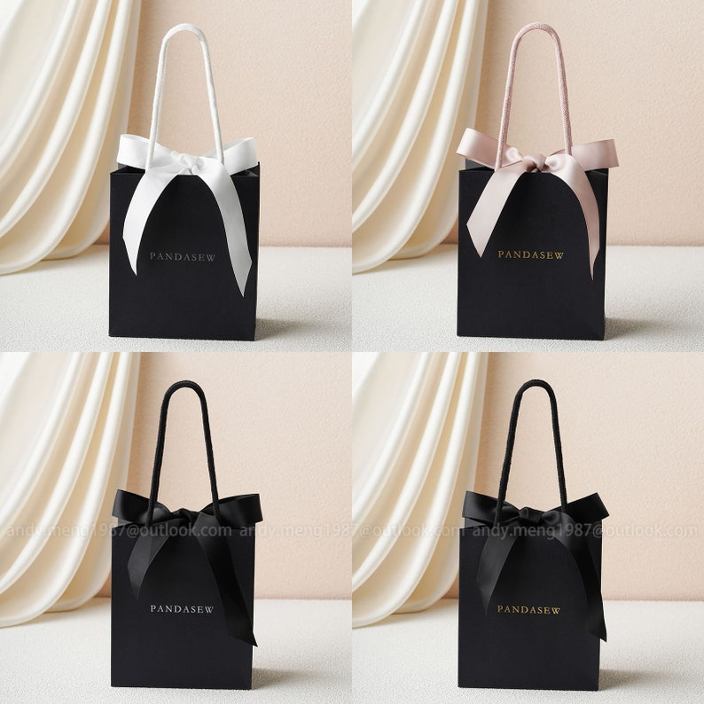 small Paper bag with tote and bowtie, custom brand logo