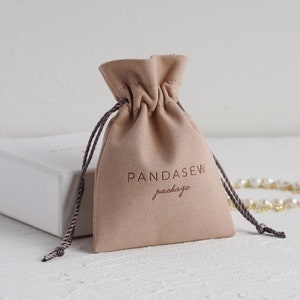 50 dark pink custom jewerly packaging pouch flower top Logo personalized drawstring bag small wedding favor ring microfiber pouch bag