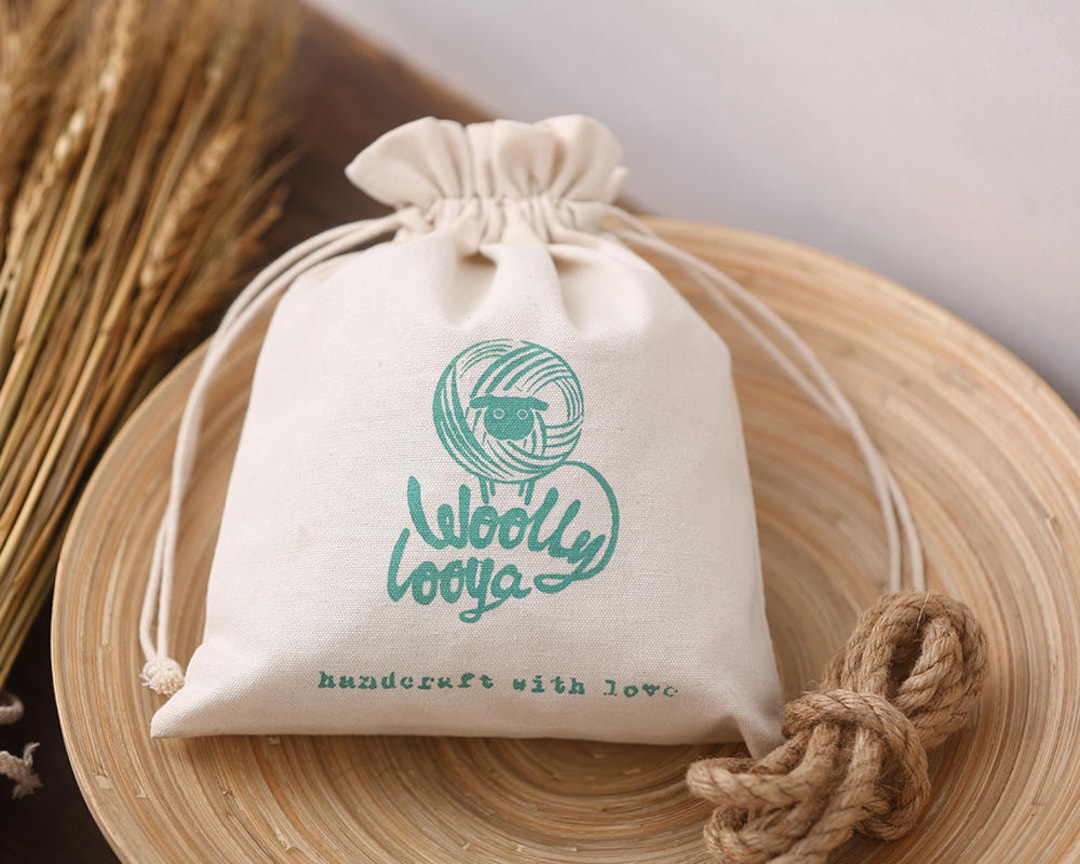 50 Custom Cotton Bag Drawstring Pouch Personalize LOGO Name Tagline