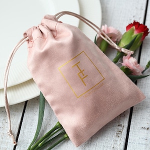 50 jewelry bags custom drawstring bags jewellery packaging small drawstring pouch personalized with your logo premium Cotton Flannel grey Pink