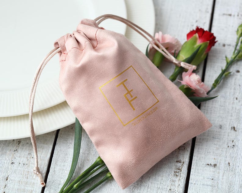 50 jewelry bags custom drawstring bags jewellery packaging small drawstring pouch personalized with your logo premium Cotton Flannel grey Pink