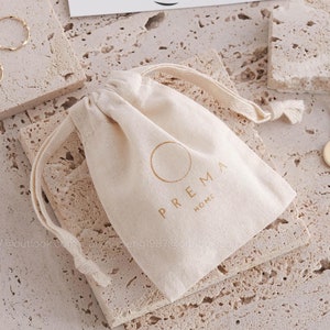 50 sac à bijoux sac en coton avec cordon de serrage personnalisé pochette à bijoux LOGO personnalisé nom savon bougie Sachet cosmétique emballage cadeau sacs présents image 6