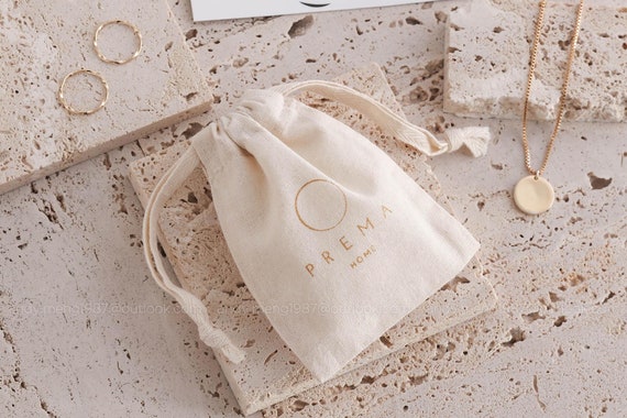 Custom Logo Beige Small Ring Necklace Packaging Microfiber Jewelry Bag  Pouch Wholesale